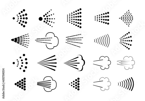 Spray icons set. Spray steam icons. cleanning deodorant sprayed line.Vector
