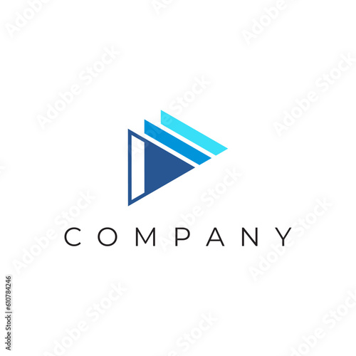Media play broadcasting communication logo design vector image related brand identity editable idea