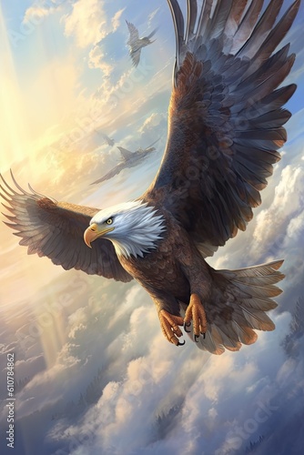 Eagle in flight. AI generated art illustration. © Дима Пучков