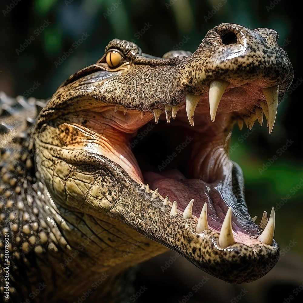 Fototapeta premium close up of a crocodile - generative AI