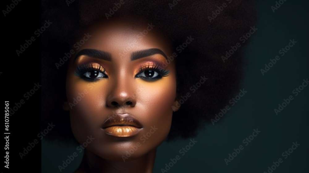 Pretty afro-amercian model posing closeup. Generative AI Pretty afro-amercian model posing closeup. Generative AI