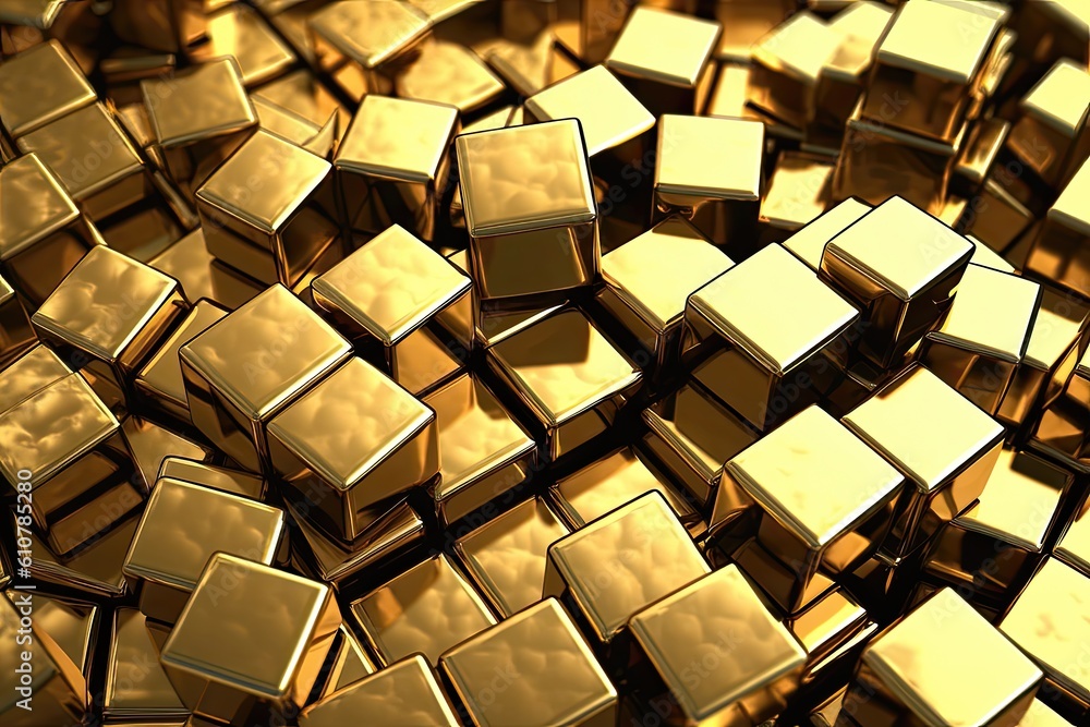 gold cubes background - generative AI gold cubes background - generative AI