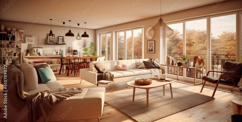 interior of a modern apartment - generative AI interior of a modern apartment - generative AI