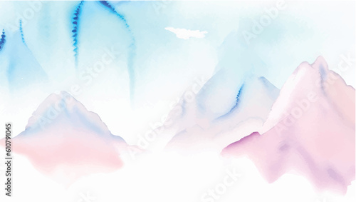 Abstract watercolor background. blurred backgound vector design. Soft gradient from white to lilac to pink on contrast with dark ground, Digital drawing, Hand drawn watercolor soft texture concept