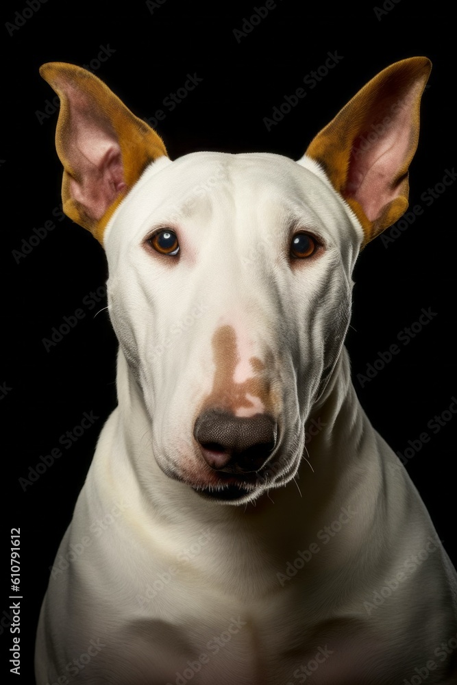 Studio portrait of a dog breed Bull Terrier. AI generated, human enhanced