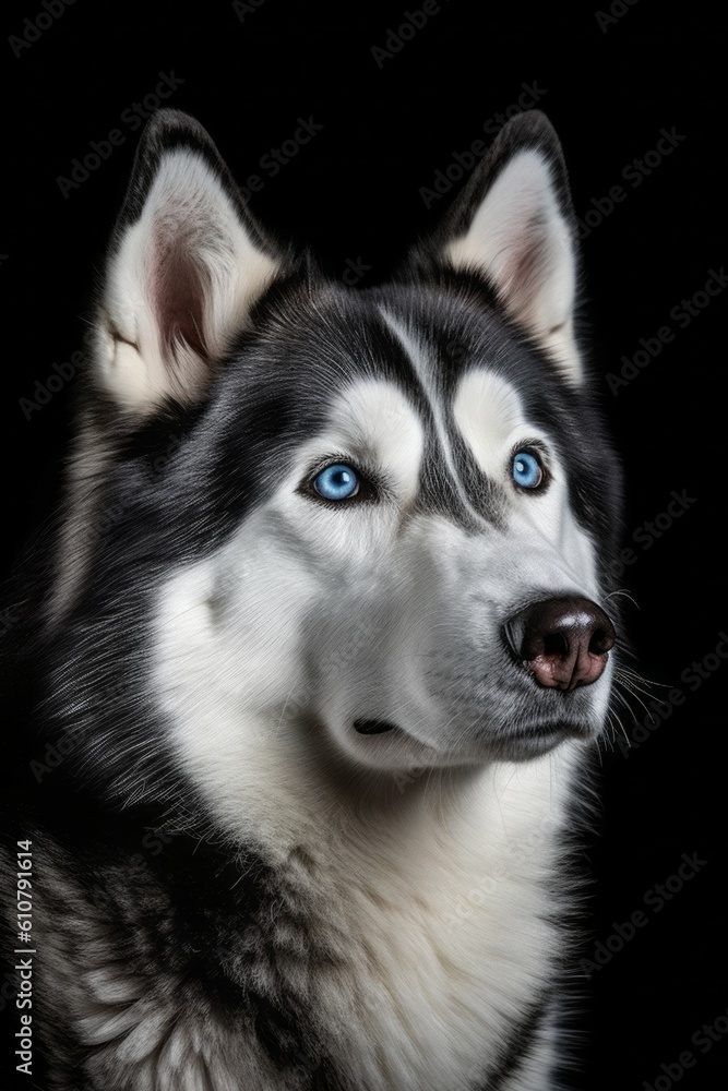 Studio portrait of a dog breed Husky. AI generated, human enhanced Studio portrait of a dog breed Husky. AI generated, human enhanced