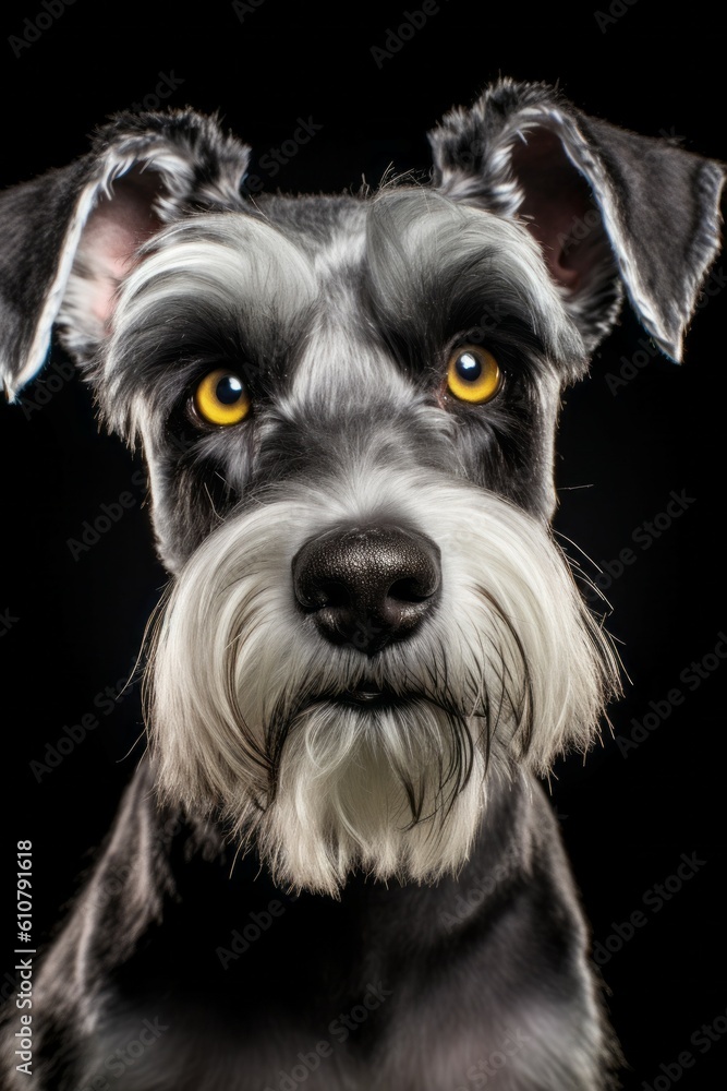 Studio portrait of a dog breed Miniature Schnauzer. AI generated, human enhanced