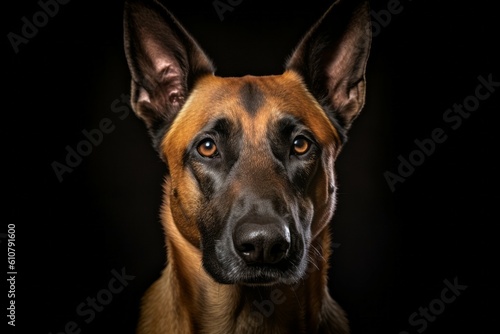 Studio portrait of a dog breed Belgian Malinois. AI generated, human enhanced photo