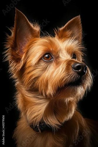Studio portrait of a dog breed Australian Terrier. AI generated, human enhanced