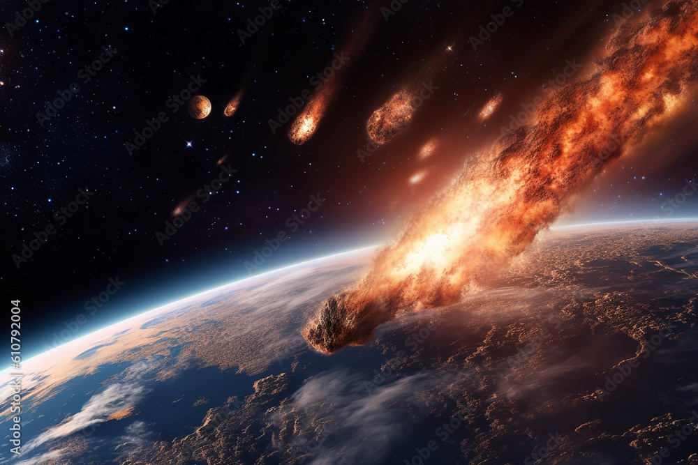 Meteor collapsing on the Earth's surface 
