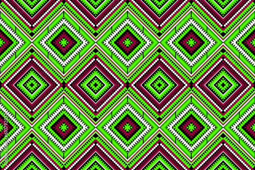 Wallpaper Mural Geometric ethnic oriental pattern traditional Design  green red black white for background,carpet,wallpaper,clothing,wrapping,Batik,fabric,Vector embroidery style. Torontodigital.ca