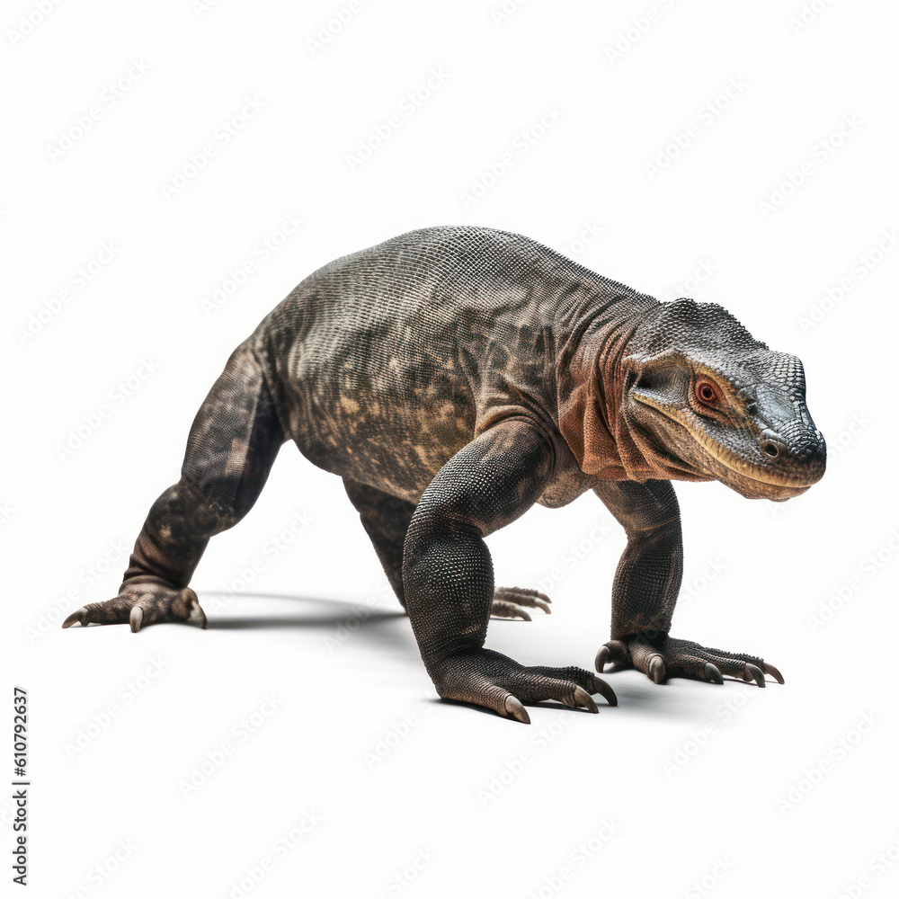 Komodo dragon lizard on a white background Komodo dragon lizard on a white background