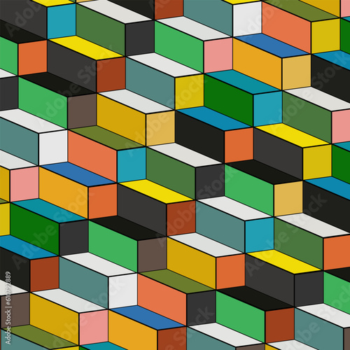 seamless geometric pattern. Vector image of rectangular prisms. Pattern.