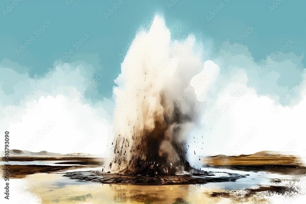 The illustration of geysir in iceland, AI contents by Midjourney