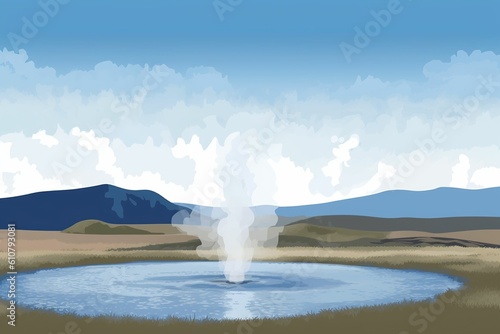 The illustration of geysir in iceland, AI contents by Midjourney