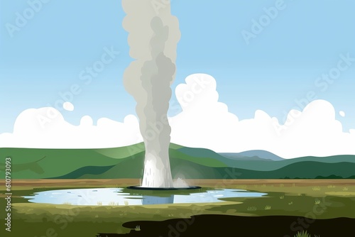 The illustration of geysir in iceland, AI contents by Midjourney