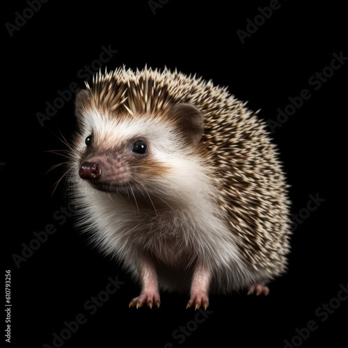 hedgehog on black background