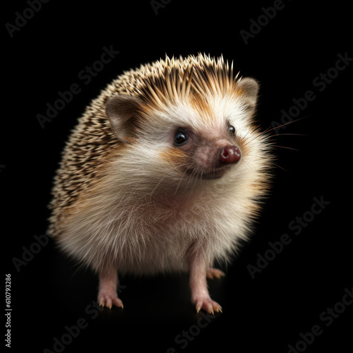 hedgehog on black background