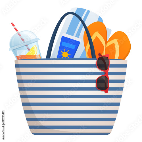 Full beach bag with accessories