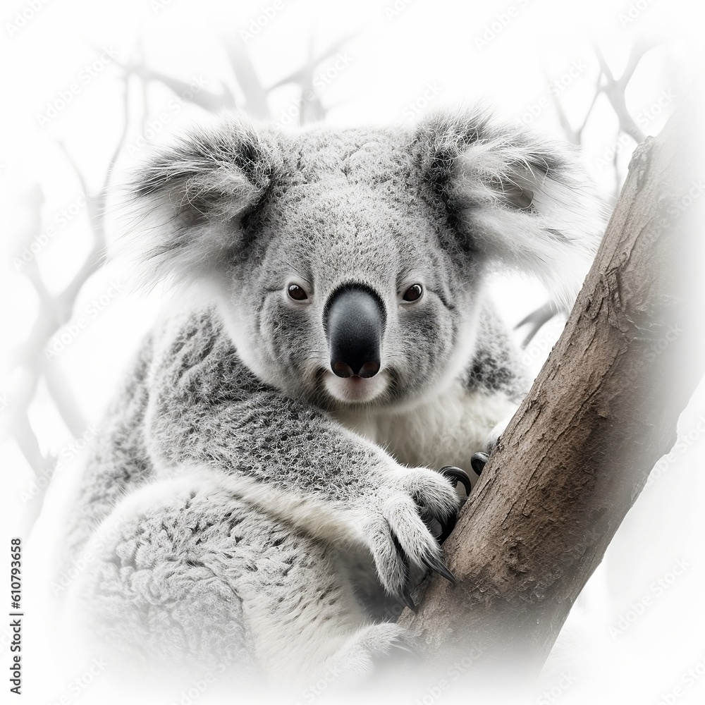 Naklejka premium Captivating Koala in its Natural Habitat - Generative AI