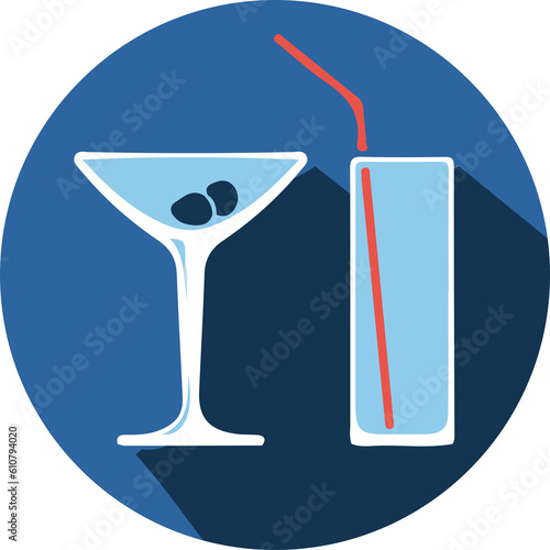 Blue web icons set drinks bar 