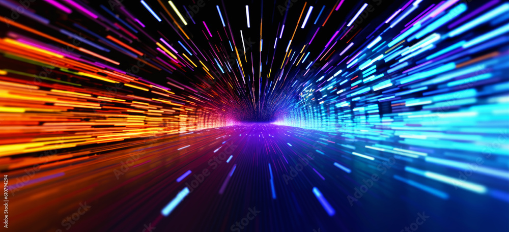 Light speed, hyperspace, space warp background. colorful streaks of ...