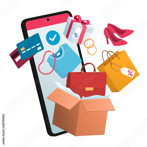 Online shopping app on smartphone