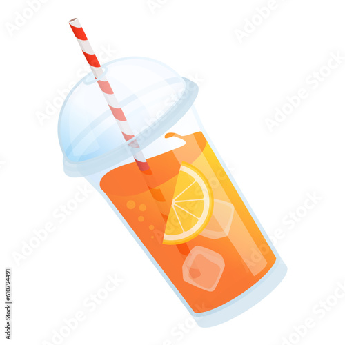 Summer take away cocktail with straw