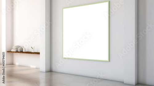 Frame of empty canvas on wall