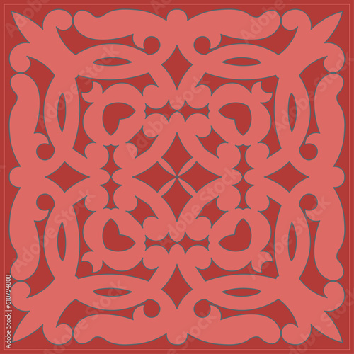 Decorative square pattern. Oriental vintage square motif. The ornament of ethnic style. Asian decor for pillow, textile,scarf, carpet, tile, and print design. Workpiece for your design.	