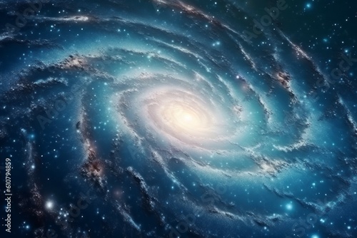 Spiral of the universe. Glowing galaxy. Space background. AI generated, human enhanced