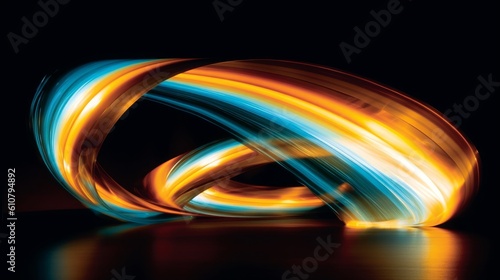 Abstract Light Painting created by moving a light source during long exposure. AI generated