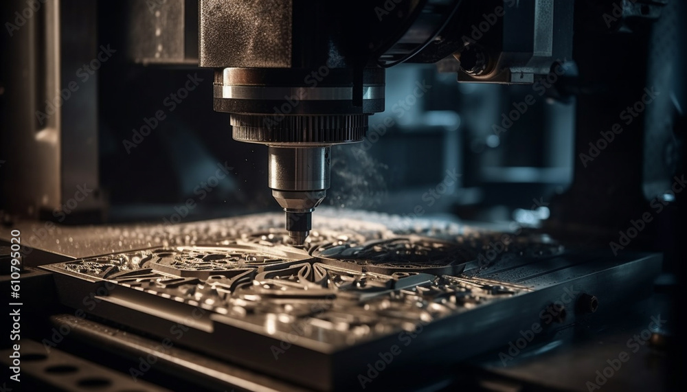 Metal workers use precision machinery in an automated steel factory generated by AI Metal workers use precision machinery in an automated steel factory generated by AI