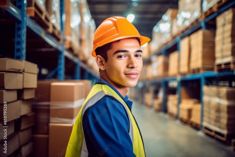 A man is a storekeeper in a warehouse. Professional worker. AI generated, human enhanced A man is a storekeeper in a warehouse. Professional worker. AI generated, human enhanced