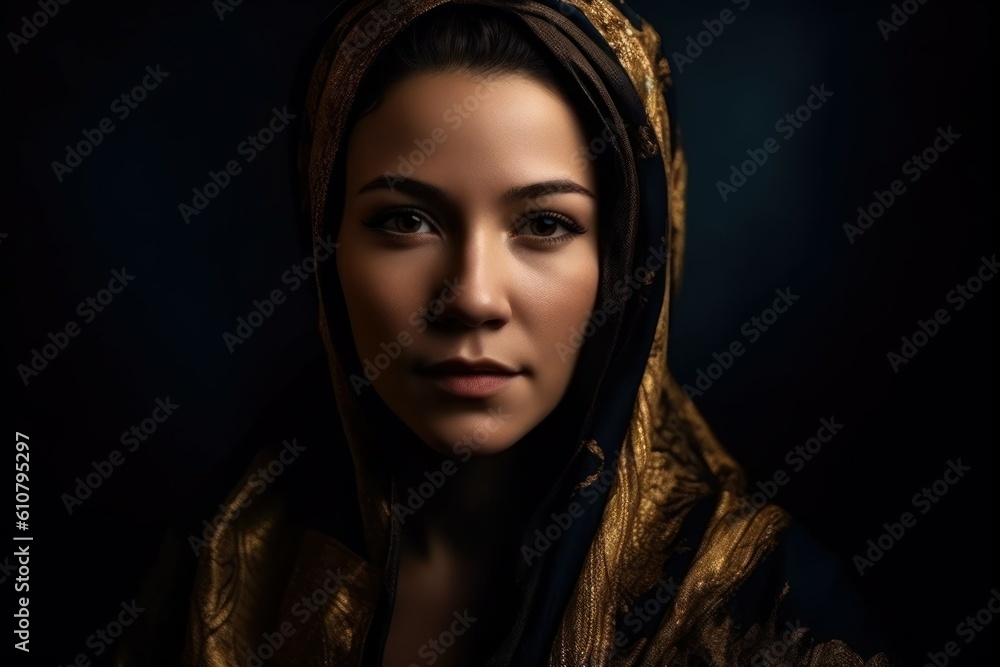 Portrait of a beautiful Arab woman in a veil. AI generated, human enhanced Portrait of a beautiful Arab woman in a veil. AI generated, human enhanced