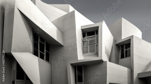 Architectural modern abstraction with emphasizing unique shapes and angles. AI generated © PandaStockArt