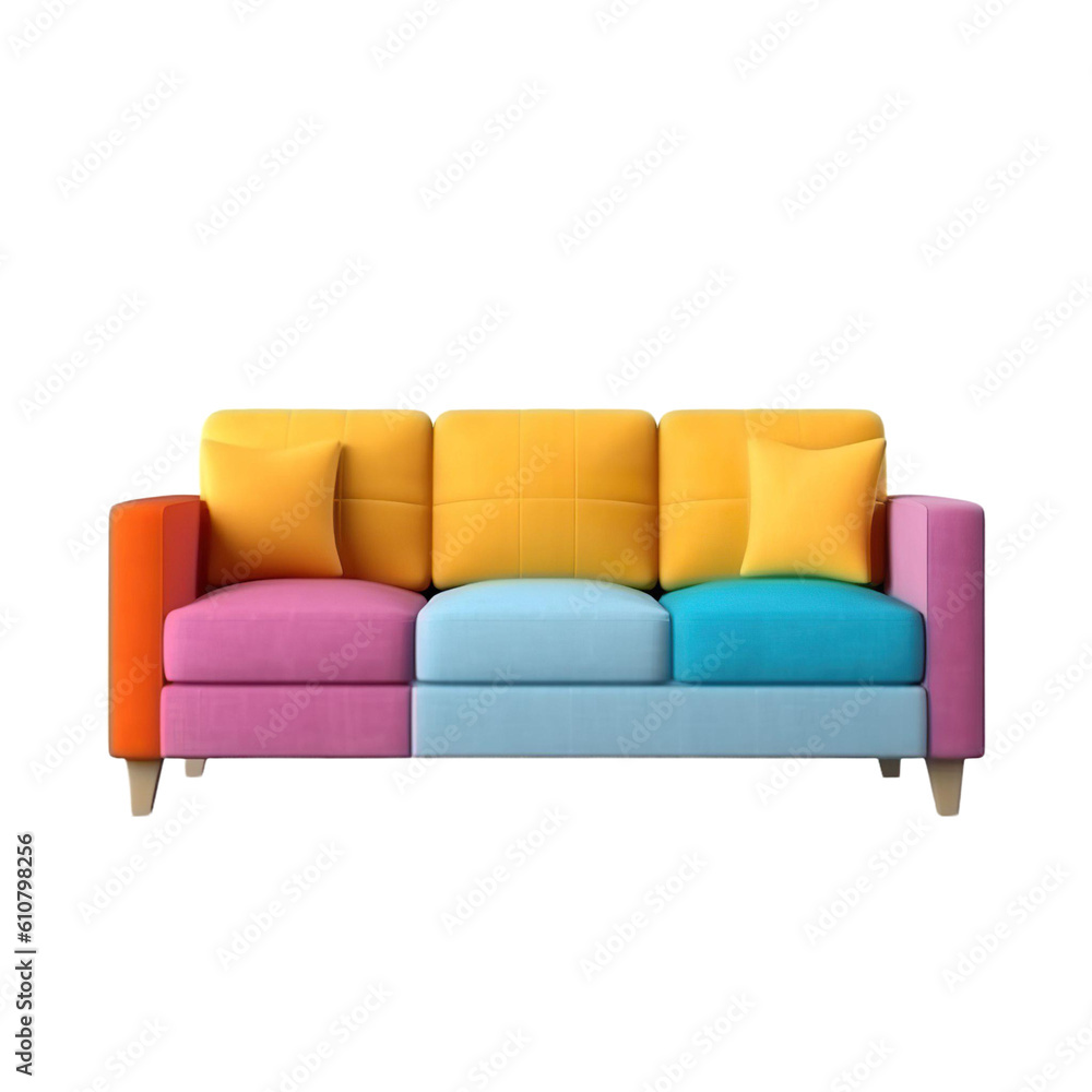 Naklejka premium Colorful sofa on a transparent background