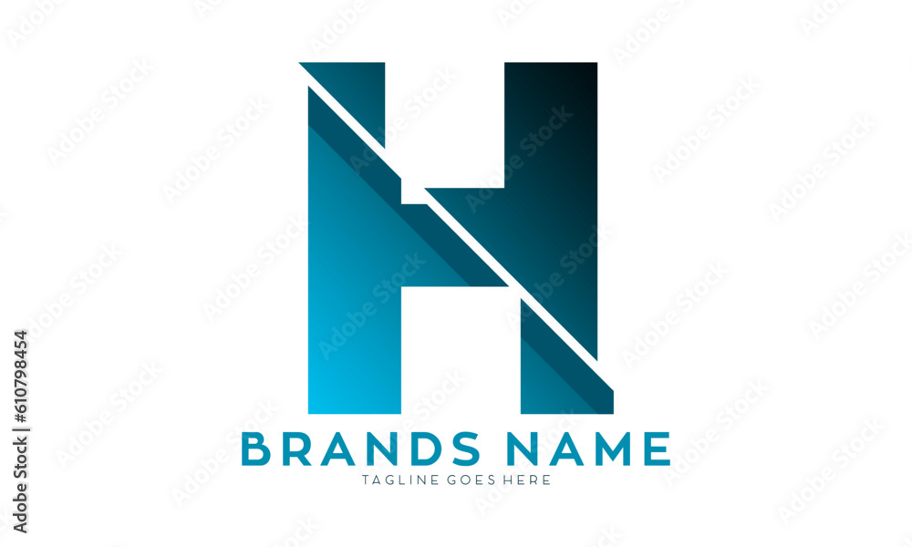 Letter H alphabet with fracture effect vector logo Letter H alphabet with fracture effect vector logo