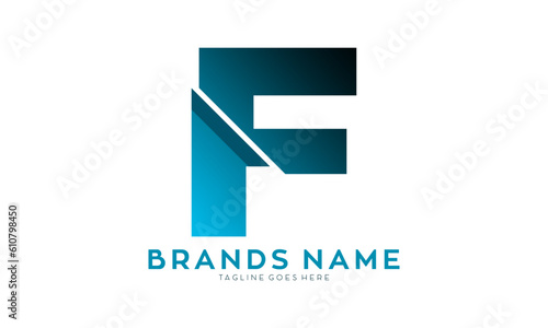 Letter F alphabet with fracture effect vector logo