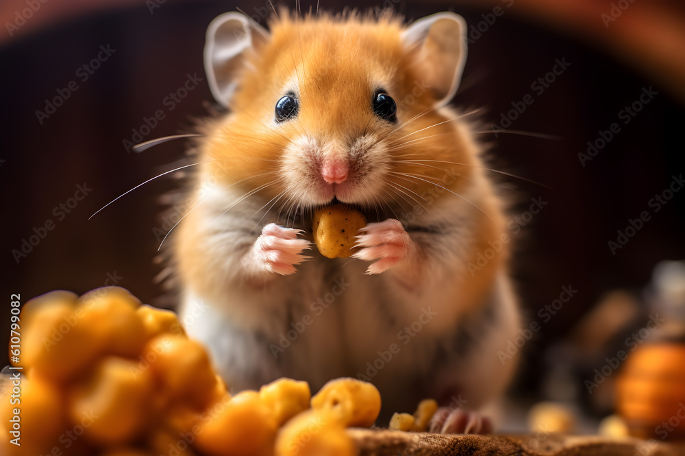 Hamster Stuffing Its Cheeks Full With Food, 3D Hamster Stuffing Its Cheeks Full With Food, 3D