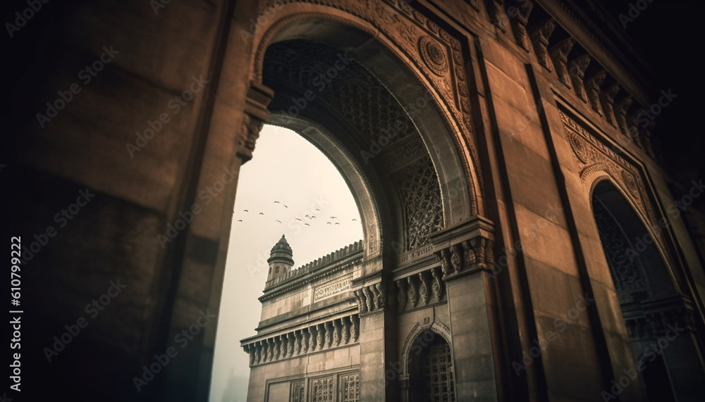 Old architecture and spirituality meet in famous place of worship generated by AI Old architecture and spirituality meet in famous place of worship generated by AI