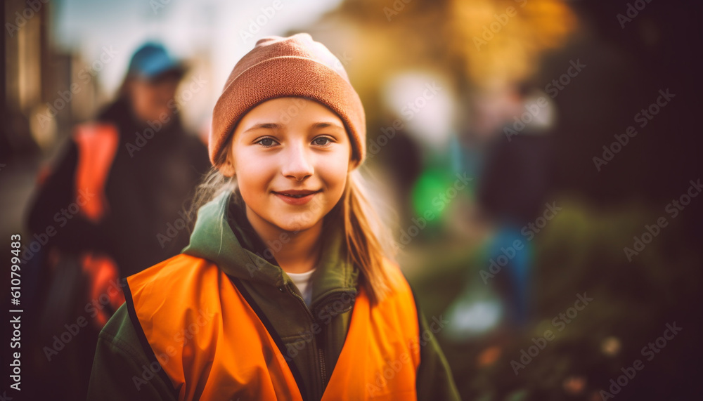 Smiling children enjoy playful outdoor activities in autumn forest generated by AI Smiling children enjoy playful outdoor activities in autumn forest generated by AI
