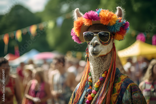 3D Festival Llama in Colorful Outfit