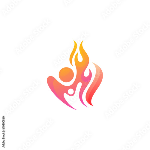 People logo and fire design combination, red color