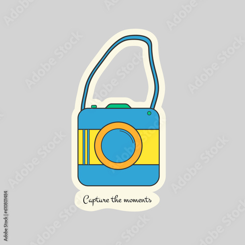 Camera sticker in flat style