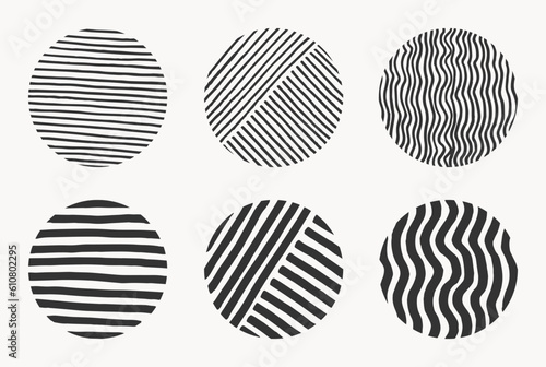 Set of Abstract Patterns. Hand drawn doodle shapes. Marker lines, curves, round, sketch lines