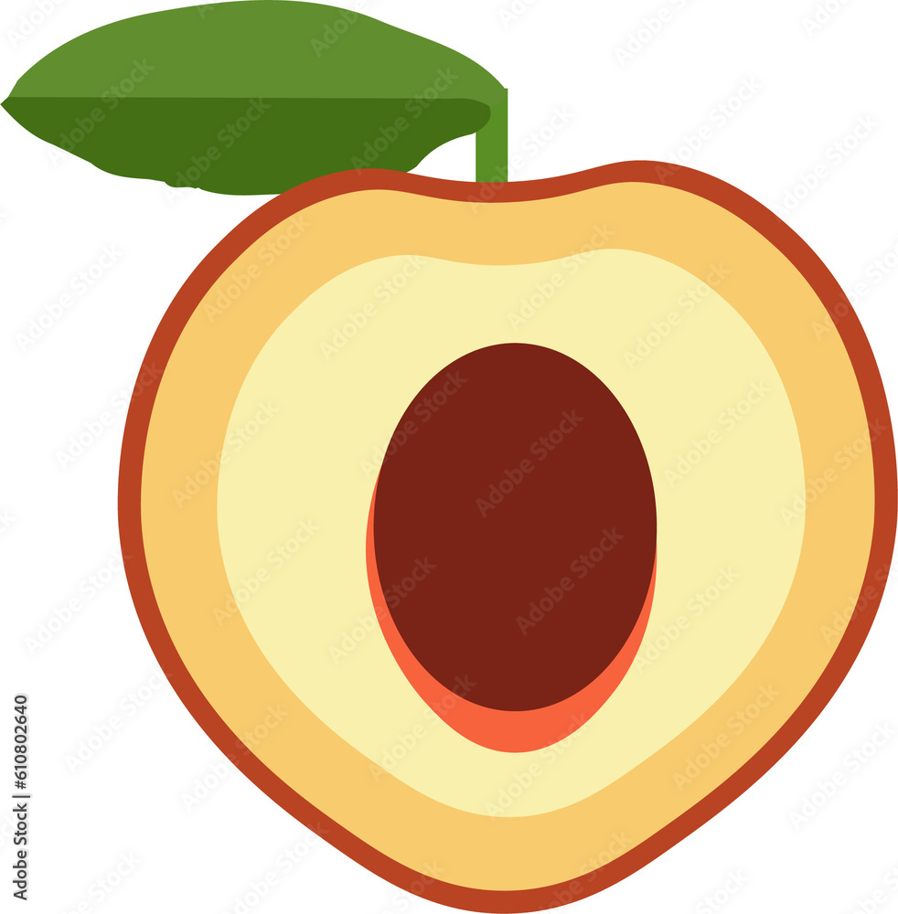 Zestaw ilustracji owoców brzoskwinia | Owoce Fruit wector set illustration Fruits Icons Peach - obrazy, fototapety, plakaty 
