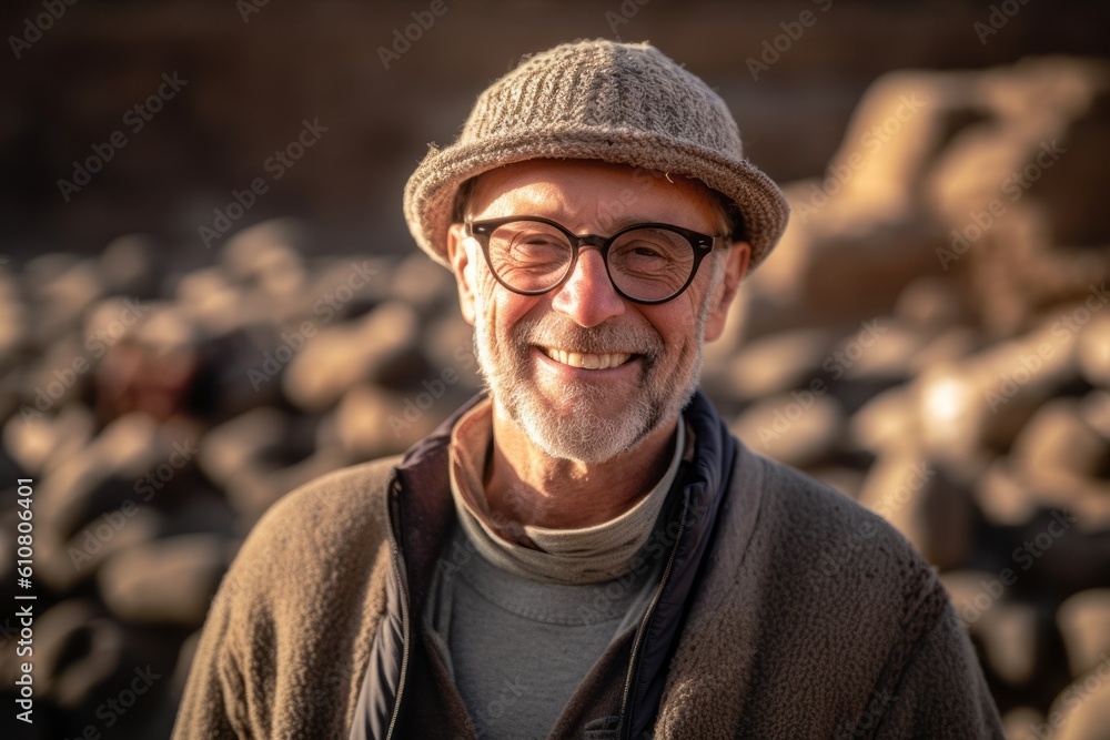 Portrait of a smiling senior man with eyeglasses outdoors. Portrait of a smiling senior man with eyeglasses outdoors.