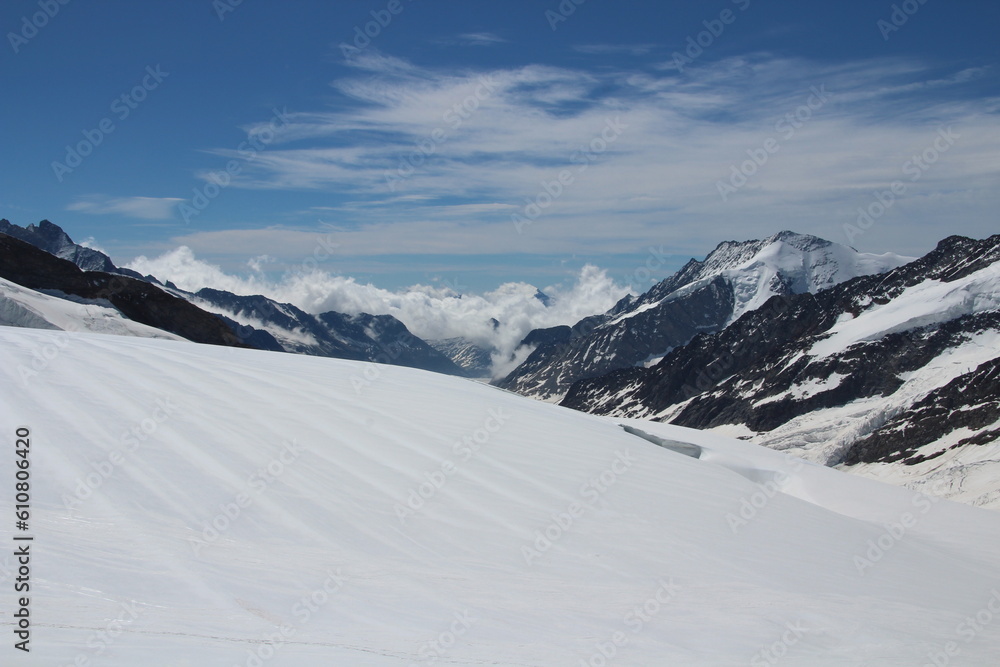 Fototapeta premium Mountains Snow Glacier Swiss Alps peak Valley Snow Alpine Hights Glacier