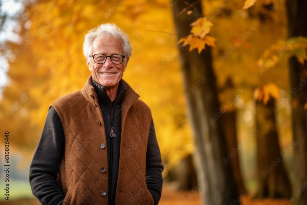 Portrait of a senior man in the autumn park, smiling. Portrait of a senior man in the autumn park, smiling.